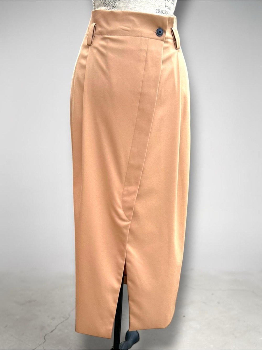 MARELLA Max Mara Tan Asymmetrical Button Wrap Midi Skirt Khaki Camel 10